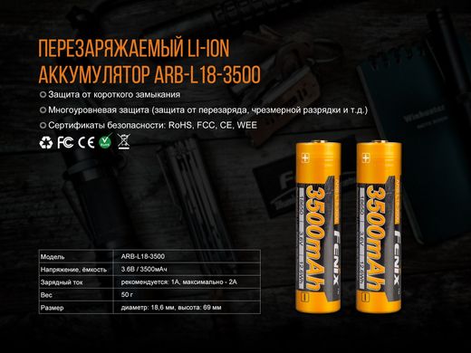 Купити Зарядний пристрій Fenix ARE-X11set + акумулятором Fenix 3500 mAh в Україні