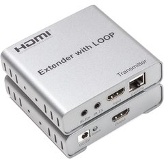 Купити Подовжувач HDMI сигналу PowerPlant HDMI 4K/30hz, до 100м, через CAT5E/6, loop-out (HDES12-LOOP) (CA912964) в Україні