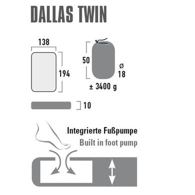 Купити Килимок надувний High Peak Dallas Twin 10 cm Citronelle (41033) в Україні