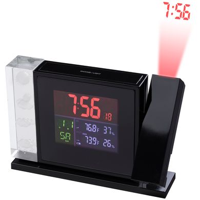 Купити Метеостанція MyTime Crystal P Colour Projection Alarm Clock and Weather Stations Black (7060100) в Україні