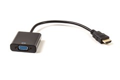 Купить Кабель-переходник PowerPlant HDMI - VGA, 0.15м, позолоченные коннекторы, черный (CA910885) в Украине