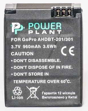 Купити Акумулятор PowerPlant для GoPro Hero 3, AHDBT-201, 301 960mAh (DV00DV1357) в Україні