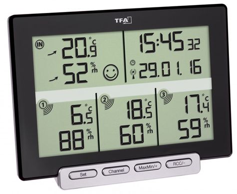 Купити Термогігрометр мультизонний з годинником TFA MULTI-SENSE 30305701 в Україні