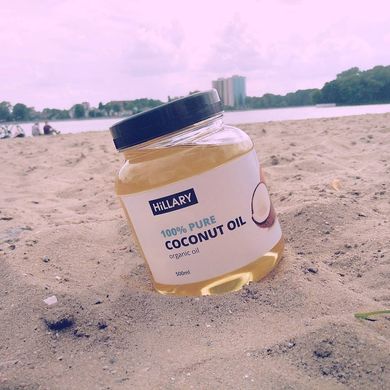 Купити Щітка для сухого масажу сизалева Hillary + Рафінована кокосова олія Hillary 100% Pure Coconut Oil, 500 мл в Україні