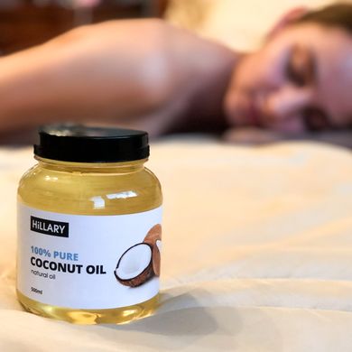 Купити Щітка для сухого масажу сизалева Hillary + Рафінована кокосова олія Hillary 100% Pure Coconut Oil, 500 мл в Україні