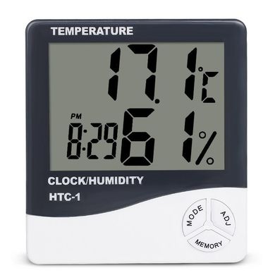 Купити Електронний кімнатний термометр гігрометр з годинником KETOTEK НТС-1 в Україні