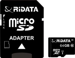Купити Карта пам'яті RiDATA microSDXC 64GB Class 10 UHS-I + SD адаптер (FF964426) в Україні
