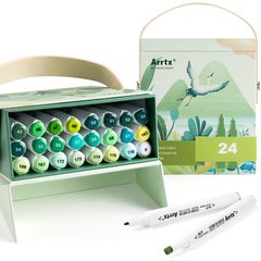 Купити Спиртові маркери Arrtx Alp ASM-02GN 24 кольори, зелені відтінки (LC302246) в Україні