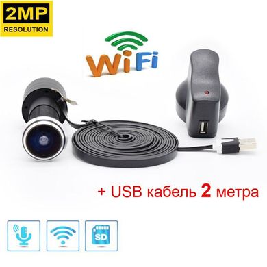 Купити Відеоглазок wifi бездротовий c датчиком руху і записом HD1080P HQCAM-1101, з USB кабелем 2 метри в Україні