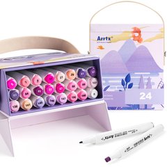 Купити Спиртові маркери Arrtx Alp ASM-02PL 24 кольори, фіолетові відтінки (LC302239) в Україні