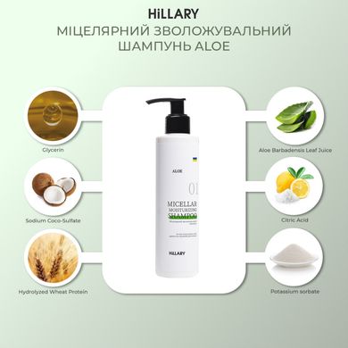 Купити Міцелярний зволожувальний шампунь Aloe Hillary Aloe Micellar Moisturizing Shampoo, 250 мл в Україні