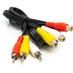 Купити Аудіо кабель PowerPlant 3*RCA (M) - 3*RCA (F), 1 м (CA912049) в Україні