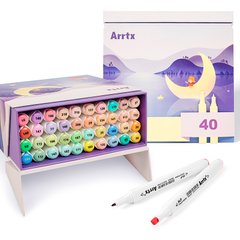 Купить Спиртовые маркеры Arrtx Alp ASM-02-PT01 40 цветов, пастельные оттенки (LC302598) в Украине