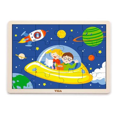 Купити Дерев'яний пазл Viga Toys У космосі, 16 ел. (51457) в Україні