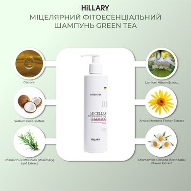 Купить Мицеллярный фитоэссенциальный шампунь Green Tea Hillary Green Tea Micellar Phyto-essential Shampoo, 250 мл в Украине