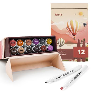 Купити Спиртові маркери Arrtx Alp ASM-02-SK02 12 кольорів, відтінки шкіри (LC302604) в Україні