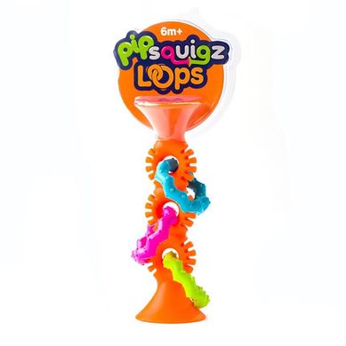 Купить Прорезыватель-погремушка на присосках Fat Brain Toys pipSquigz Loops оранжевый (F165ML) в Украине