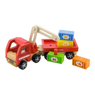 Купить Деревянная машинка Viga Toys Автокран (50690) в Украине