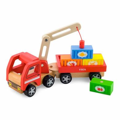 Купить Деревянная машинка Viga Toys Автокран (50690) в Украине