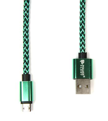 Купить Кабель PowerPlant USB 2.0 AM/Micro B, двухсторонний, 1м, зеленый (CA910229) в Украине