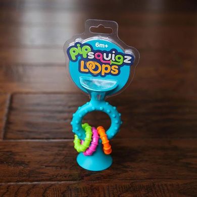 Купить Прорезыватель-погремушка на присосках Fat Brain Toys pipSquigz Loops бирюзовый (F166ML) в Украине