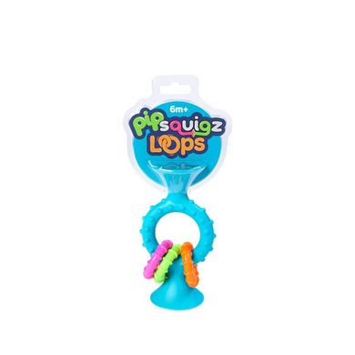 Купить Прорезыватель-погремушка на присосках Fat Brain Toys pipSquigz Loops бирюзовый (F166ML) в Украине