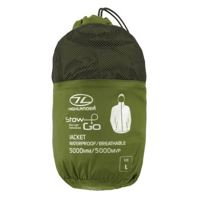 Купити Вітровка чоловіча Highlander Stow & Go Pack Away Rain Jacket 6000 mm Olive XXL (JAC077-OG-XXL) в Україні