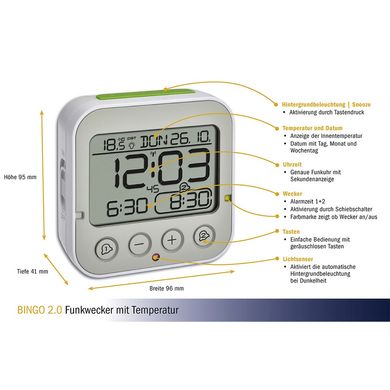 Будильник с термометром TFA «BINGO 2.0» 60255002