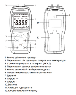 Купить Дифманометр 3 psi (+/- 20,68 кПа ) WALCOM EM-300B в Украине