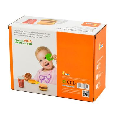 Купити Іграшкові продукти Viga Toys Дерев'яні гамбургер і кола (51602) в Україні