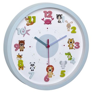 Купить Часы настенные TFA «Little Animals» 60305114, Sweep, голубые в Украине