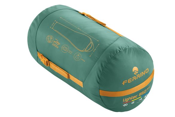 Купить Спальный мешок Ferrino Lightec SM 850/+4°C Зеленый/Желтый Левый (86651IVV) в Украине