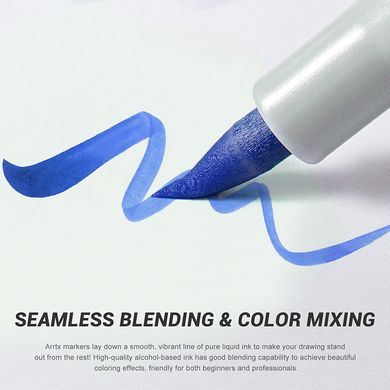Купити Спиртові маркери Arrtx OROS ASM-03BU 24 кольорів, сині відтінки (LC302529) в Україні