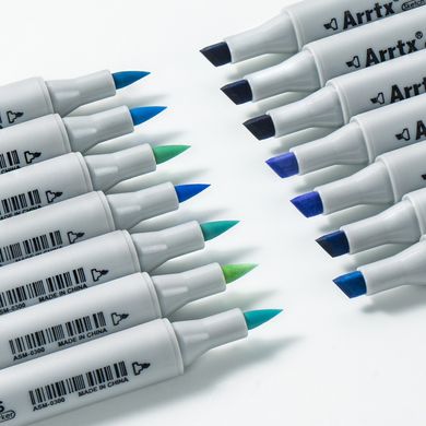 Купить Спиртовые маркеры Arrtx OROS ASM-03BU 24 цветов, синие оттенки (LC302529) в Украине