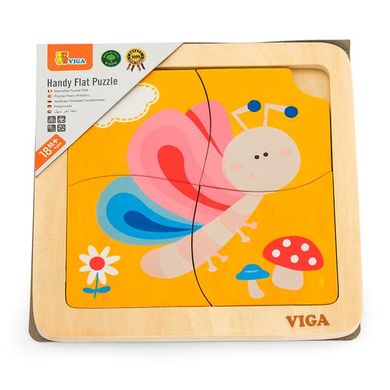 Купить Деревянный минипазл Viga Toys Бабочка, 4 эл. (50136) в Украине