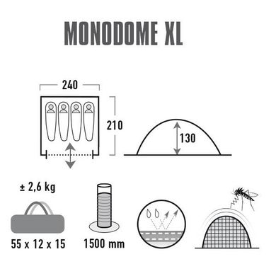 Купить Палатка High Peak Monodome XL 4 Pearl (10311) в Украине