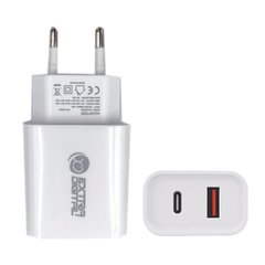 Купити Зарядний пристрій ExtraDigital USB 3.0 + Type-C 220V, 20W, QC3.0+PD (SC230204) в Україні