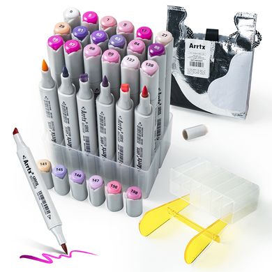 Купить Спиртовые маркеры Arrtx OROS ASM-03PL 24 цветов, фиолетовые оттенки. (LC302505) в Украине