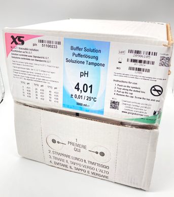 Купити Буферний розчин для pH-метрів в м'якій каністрі (pH 4.01, N.I.S.T., 5000 мл) XS 1X5000ml Politainer XS pH 4.01, NIST в Україні