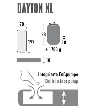 Купить Коврик надувной High Peak Dayton XL 10 см Темно-серый (41007) в Украине