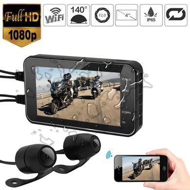 Купить Видеорегистратор для мотоцикла на 2 камеры, влагозащищенный FHD 1080P, wifi, G-sensor, датчик движения в Украине