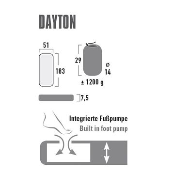 Купити Килимок надувний High Peak Dayton 7.5 cm Dark Grey (41006) в Україні