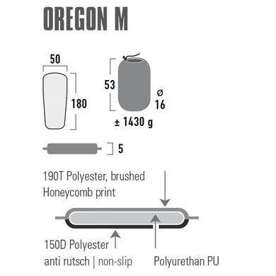 Купити Килимок самонадувний High Peak Oregon M 5 cm Citronelle (41124) в Україні