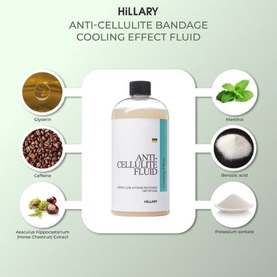 Купити Рідина для антицелюлітних обгортань з охолоджувальним ефектом Hillary Anti-cellulite Bandage Cooling Effect Fluid, 500 мл в Україні