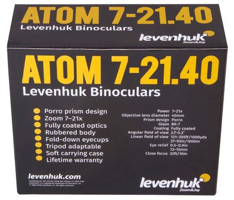 Купити Бінокль Levenhuk Atom 7-21x40 в Україні