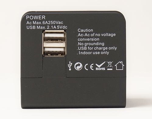 Купить Универсальный дорожный сетевой переходник PowerPlant c USB 220V 6A (DV00DV5067) в Украине
