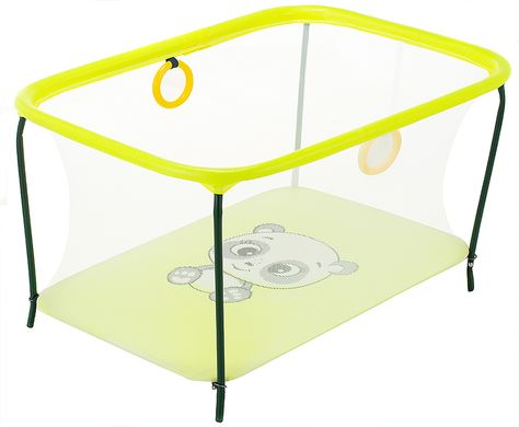 Купити Манеж дитячий ігровий KinderBox люкс з мілкою сіткою Жовтий (km021) в Україні