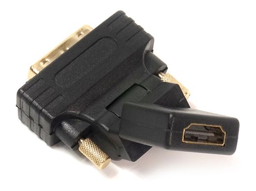 Купити Перехідник PowerPlant HDMI AF - DVI (24 + 1) AM, 360 градусів (KD00AS1301) в Україні