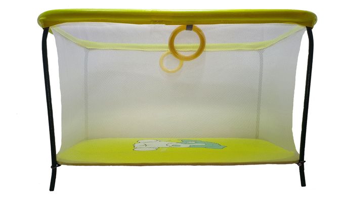 Купити Манеж дитячий ігровий KinderBox люкс з мілкою сіткою Жовтий (km021) в Україні