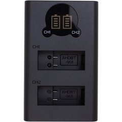 Купити Зарядний пристрій з дисплеєм PowerPlant GoPro DL-AHDBT901 для двох акумуляторів (CH980352) в Україні